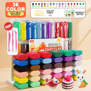 12/24/36 Colors Super Light Clay Set With Tools Plasticine For Kids Non-Toxic DIY Modeling Clay Craft Handwork Air Dry Clay Set Space Light Weight Clay Foam Clay Air Dry Clay