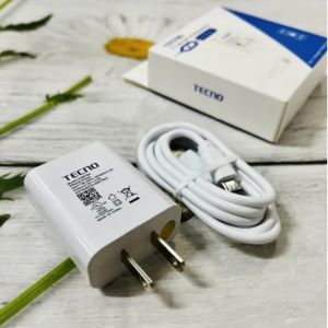 CLICK SHIRK : Original 18W Tecno Fast Charger – Type-C & Micro USB Dual Cable Set for Android Charging