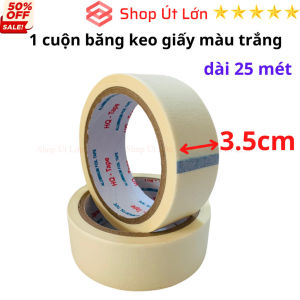 1 Cuộn băng keo giấy màu trắng rộng 3.5cm dài 25 mét lõi giấy 3mm - Tân An An