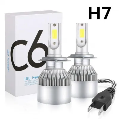 🔥 ถูกสุดๆ! ！ 1คู่ ไฟหน้ารถยนต์ C6 LED แสงสีขาว H1 H4 H7 H11 9005 9006 36W 6000K