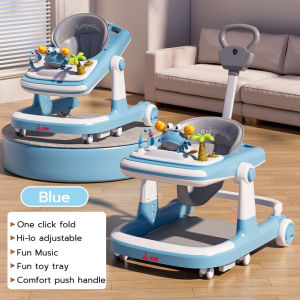 Adjustable Music Learning Baby Walker with Safety Guardrail and Brake for 6-36 Months