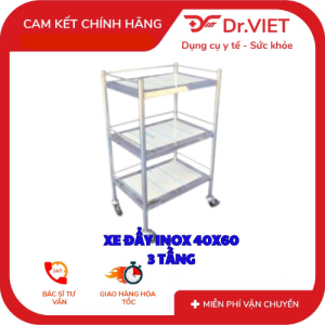 Xe Đẩy Inox 40x60 3 Tầng DCG34