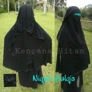 Cadar Niqab Yaman 2 Layer Jetblack Panjang Butterfly Poni Bandana Maryam Karet Nose String Mata Elang Kupu Hijab Khimar Purdah Arab Hijab Long Dewasa Anak