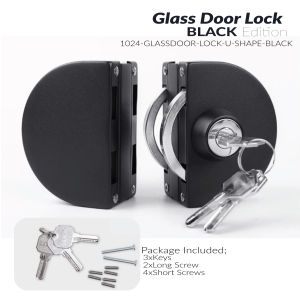 1 Set Black Edition Double Open Glass Door Lock Stainless Steel Sliding Door Security Lock Home Kunci Tombol Pintu Kaca