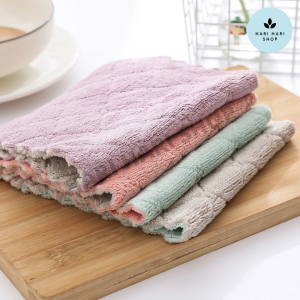 Kitchen Dish Cloth Super Absorbent Microfiber Cloth Dish Towel Double-Sided Rag Scouring Random Colours