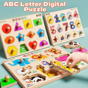ABC Letter Digital Puzzle Wooden Toys for Kids Early Educational Toys Alphabet Number Sorter Board