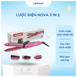Lược Điện Nova 3 in 1 NHC - 8890 làm xoăn tóc dập xù chải thẳng tóc  tạo kiểu tóc