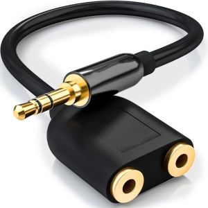 PLLEWY High Fidelity 3.5mm Audio Splitter 3.5mm Male to 2 Jack Y Splitter Audio Extension Cord Sound Headphone Converter