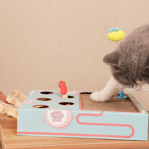 Mitsuchi Five-hole Whack-a-mole Toy Tile Paper Cat Puzzle Interactive Funny Cat Self-hi Toy Cat Scratching Board