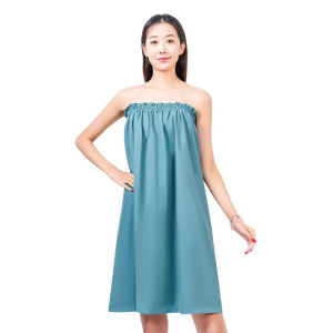 Shipped from China [2025] Beauty Salon Bath Skirt Round Neck Bath Skirt Absorbent Pure Cotton Wrap Chest Tube Top Skirt Solid Color Simple Style Bath Skirt Home Bathrobe