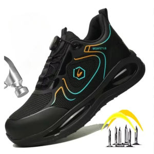 2026 New Mens Safety Shoes Rotated Buckle Man Sneakers Puncture Proof Indestructible Work Shoes Waterproof Durable Boots for Men