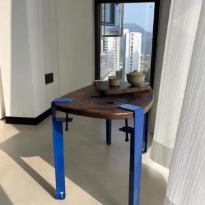FFBH Iron Table Leg Blue Metal Support Furniture Legs 4pcs Coffee Desk Dining Table Foot Wheels for Furniture Moving Tables Feet N7Y3P