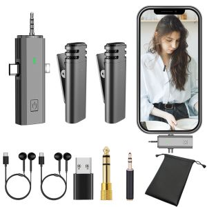 Micrô không dây 4 trong 1 Lavalier Giảm tiếng ồn Mic chuyên nghiệp cho điện thoại di động Máy ảnh Loa Máy tính Live2026