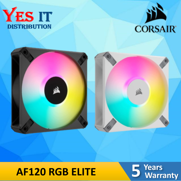 Corsair iCUE AF120 RGB ELITE 120mm PWM Fan with AirGuide Black / White (Single / Triple) Lazada