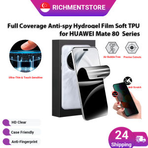 【✅SG Brand】RICHMENT Full Coverage Anti-Spy Hydrogel Film Soft TPU Screen Protector for HUAWEI Mate 80/Mate 80 Pro Max/Mate 80RS with Privacy Hydrogel Film Nano Self-Healing Anti-Fingerprint Waterproof Bubble-Free Case Friendly