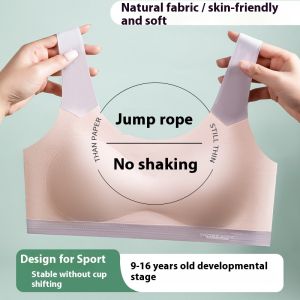 TUmama Bra Olahraga Seamless ที่สะดวกสบายสำหรับสาววัยรุ่นการออกแบบให้ระบายอากาศและกันกระแทกสำหรับเชือกกระโดดและกิจกรรมประจำวัน
