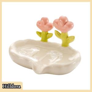 [Hilldora] Sáng Tạo Hoa Xà Phòng Hộp Thoát Nước Non-Slip Xà Phòng Món Ăn Phụ Kiện Phòng Tắm Biển Trắng Xà Phòng Chủ Cho Nhà Tắm