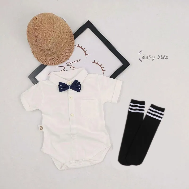 White Baby Boy Baptismal Birthday Outfit Christening Romper