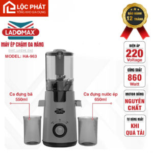 Máy Ép Chậm cho quán Cao Cấp LADOMAX HA-963 | Miệng Ép 130mm Ép Nguyên Quả | 860W | BH 12T