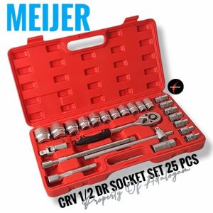 MEIJER Kunci Sok Set 25 Pcs 6PT 1/2DR 8 - 32 MM Socket Shock Sock Set
