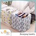 Keranjang Baju Kotor Model Serut Tertutup Motif Laundry Bag Kotak Lipat Jumbo. 