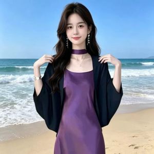 BESTITIT Chiffon Áo choàng voan Cỡ lớn Vải voan nhẹ Khăn choàng đi biển Khô nhanh Tay áo cánh dơi Cử chỉ nhún vai kiểu cánh dơi Bãi biển ngoài trời
