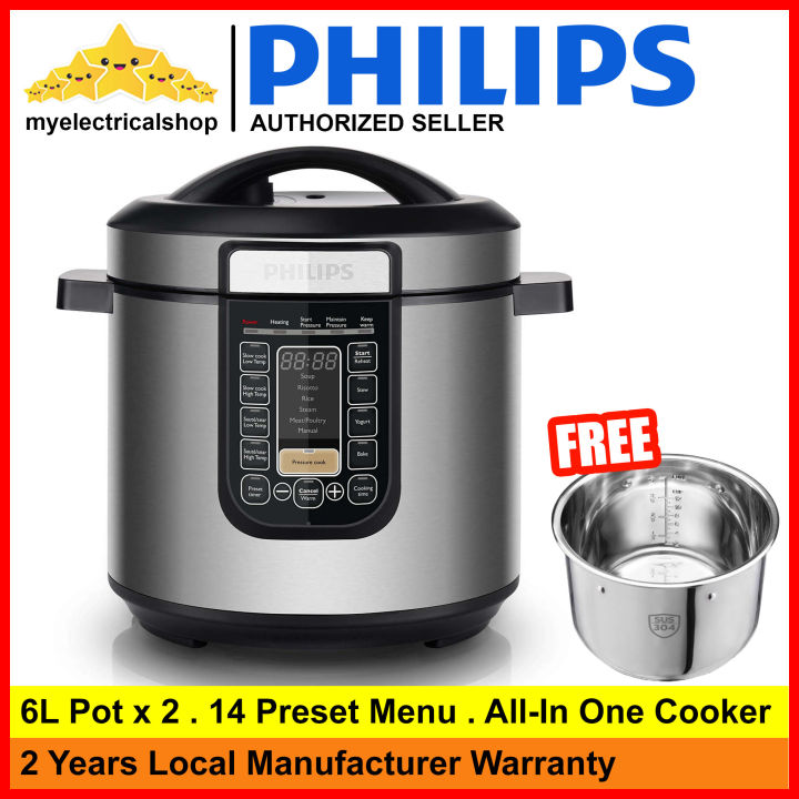 Philips Pressure Cooker HD2137 6.0L Multi Cook Menus EXTRA ONE POT Lazada