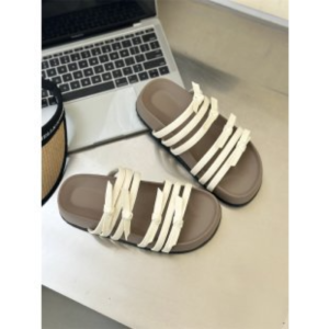 Design Sense Bow Thick-soled Slippers Womens Open Toe Casual and Versatile Beach Slippers Tide