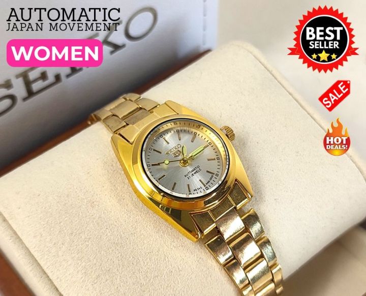 Seiko 5 Automatic 21 Jewels Silver Dial Gold Stainless Steel Watch for Women Lazada PH