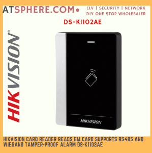 Hikvision Door Access Control 125KHz EM ID RFID Card Reader RS485 Wiegand W26 W34 IP64 Dust proof DS-K1102AE