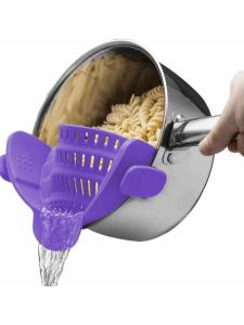I know 1pc Adjustable Silicone Clip-On Strainer for Pots Pans and Bowls - Handheld Drainer for Noodles PastaVegetable Washing Filter