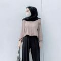 Kemeja Crop Top Korea Wanita Style / Crincle  Cewek / Crinkle Air Flow / Ootd Kekinian. 