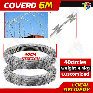 Razor Wire 6M Barbed Wire Fence Hot Dipped Galvanized Steel Roll Cage Anti-theft Anti-Climbing Anti-scaling Fence