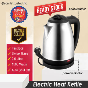 2L Stainless Steel Electric Kettle Fast Boiling with Auto Shut Off Power Cordless Water Boiler / Cerek Air Elektrik