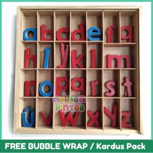 Moveable Alphabet Ukuran Besar /  Montessori / Mainan Edukasi Kotak Huruf Dengan Tutup Geser Bisa COD