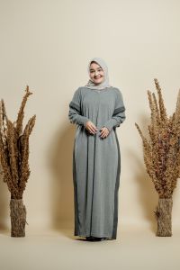 GAUDYFASHION - Giana Gamis Dress Rib Knit Jumbo LD 130 Fashion Muslim Simple Baju Daily Wanita COD