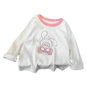 【พร้อมส่งจากกรุงเทพ】🚀 เสื้อยืดเด็ก แขนยาว สีขาว ผ้าฝ้าย ลายการ์ตูนน่ารัก ใส่สบาย 3-12ปี