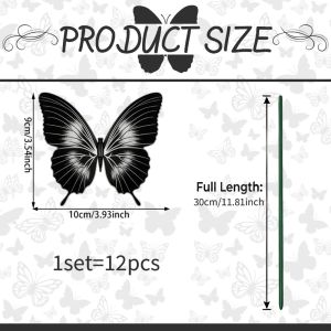 SABOAMM 12PCS Multicolor Butterfly Garden Stakes 3D Butterfly Landscape Decoration Decorative Stakes Beautiful Indoor Outdoor Flower Pot Stakes For Outdoor Courtyards
