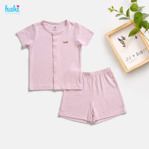 Bộ quần áo cộc tay cho bé cài cúc giữa chất liệu vải Bamboo tự nhiên cao cấp siêu mềm mịn set sơ sinh cho bé tới 3 tuổi vải sợi tre xuất khẩu HAKI BB001 (4 - 15kg) bộ mặc nhà cho bé trai bé gái