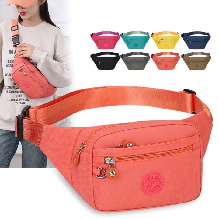 IU MISS Nylon Sports Waist Bag Zipper Large Capacity Nylon Waist Bag Fashion Phone Bag Canvas Crossbody Bag Sports