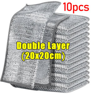 10Pcs Multipurpose Steel Wire Dishwashing Cloth Rust Removal Rags Double-side Cleaning Cloth Non-stick Oil Kitchen Magic Towels