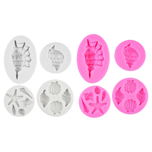 Set Of 4 Silicone Molds for Fondant Cake Chocolate Marine Marine Theme Dessert Baking Moulds Handmade Soap Mold