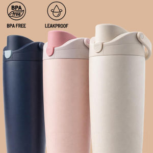 HoneyLion - 900ml Insulated Water Bottle 304 Stainless Steel Dual Drink Lid Food Grade Straw One Hand Pop Open Leakproof Portable Handle Cup