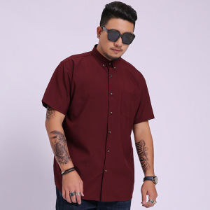 【L-10XL】175kg có thể mặc lớn chất béo quá khổ lớn cỡ lỡn Mens Màu Trơn Áo sơ mi ngắn tay mỏng mùa hè kinh doanh thường ngày lỏng đàn hồi sáng nút màu trơn Áo sơ mi công sở