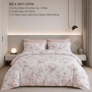 [5 Món] Bộ CHĂN GA GỐI 100%Tencel 120s 2026 Siêu Mềm Mịn Mát sang trọng với 5 màu có sẵn
