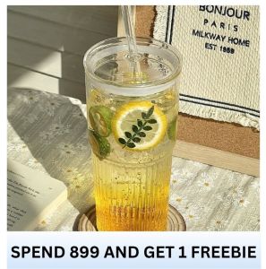 Activebae Borosilicate Glass Cup Korean Style Tumbler Textured with Cover and Straw Transparent Mug For Coffee Juice Tea