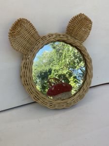 Gương mây treo đan hình gấu- decor phòng ngủ nhà tắm cho bé- Quà mừng thôi nôi đầy tháng