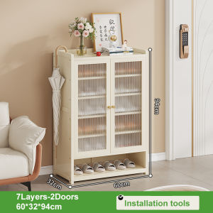 【On Hand】Large Capacity Bamboo Shoe Cabinet Shoe Rack In Cream Style Shoe Cabinet Organizer