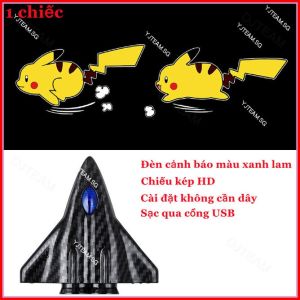 Đèn LED chiếu hình laser pikachu siêu dễ thương thiết kế không dây gắn cửa xe hơi đuôi xe máy siêu cute