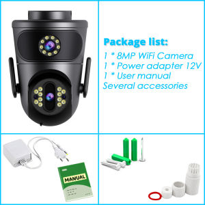 8MP 4K HD Video Surveillance Camera Wifi CCTV Outdoor Wireless Security IP Camera Dual Lens Smart app Human Detection Tracking